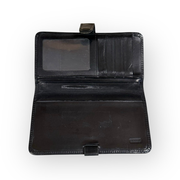 Vintage Coach Black Leather Wallet 7" Bifold - Picture 4 of 6